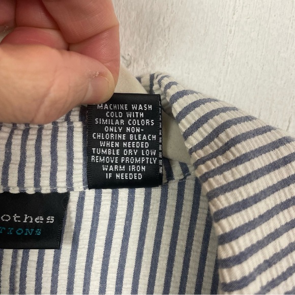 Goodclothes Vintage 80s 90s Pin Stripe Seersucker Blazer Preppy‎ Coastal Twee 12 - Picture 11 of 12